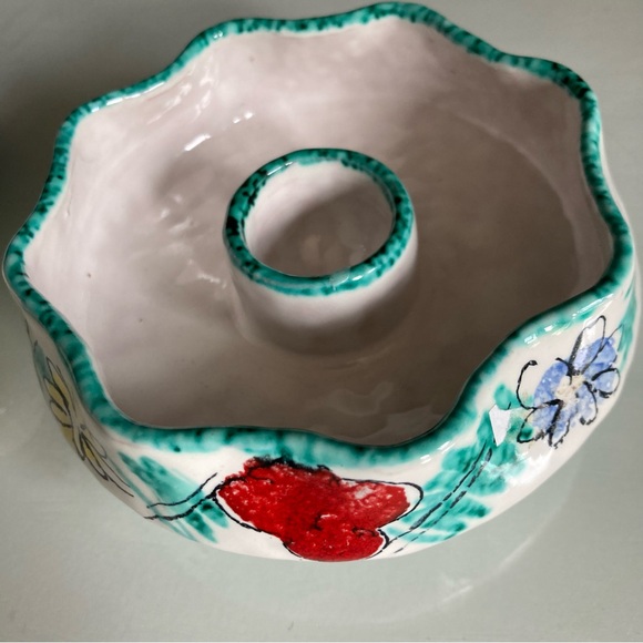 Italian Pottery Taper Candle Holders Set of 2 - Picture 7 of 8